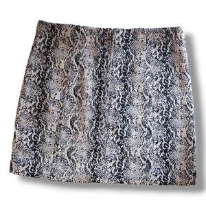 Free People Skirt Black Tan Snakeskin‎ Design Knit Fabric Zipper Mini 8